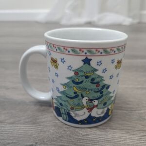 Vintage Christmas Goose Ceramic Mug Holiday 80's